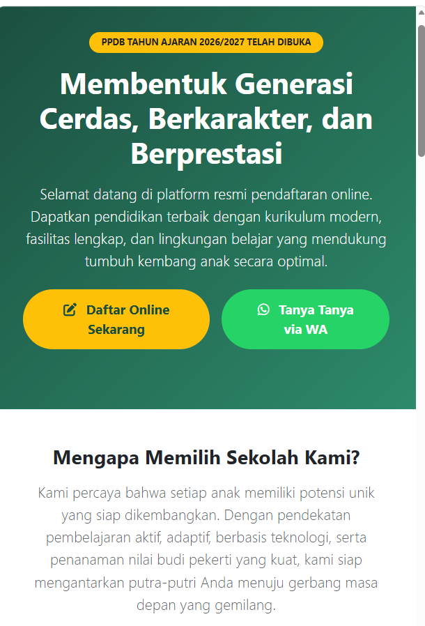 Landing Page Pendaftaran Sekolah & PPDB